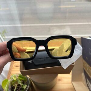 MAMBA STUDIOS trendy, retro, geek, chic, thick framed orange/yellow sunglasses